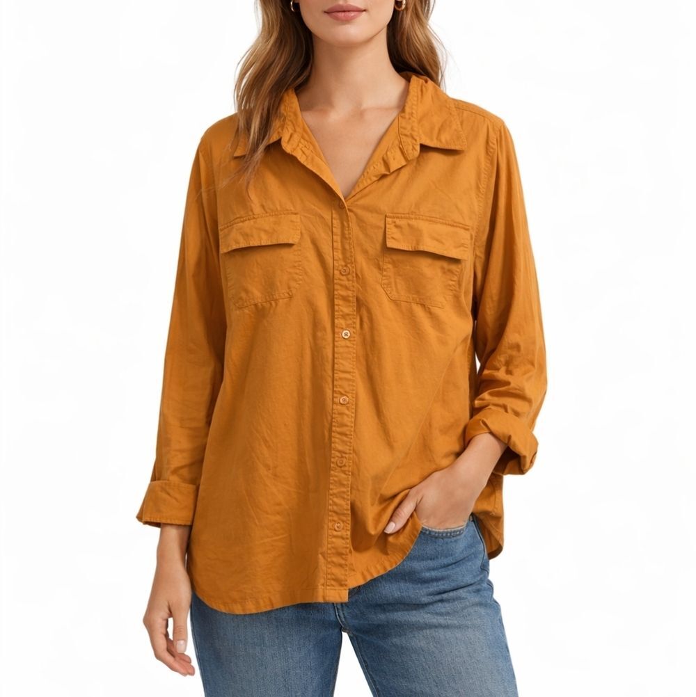 Liz & Me Golden Yellow Utility Button-Up Shirt – Size 1X (18/20)